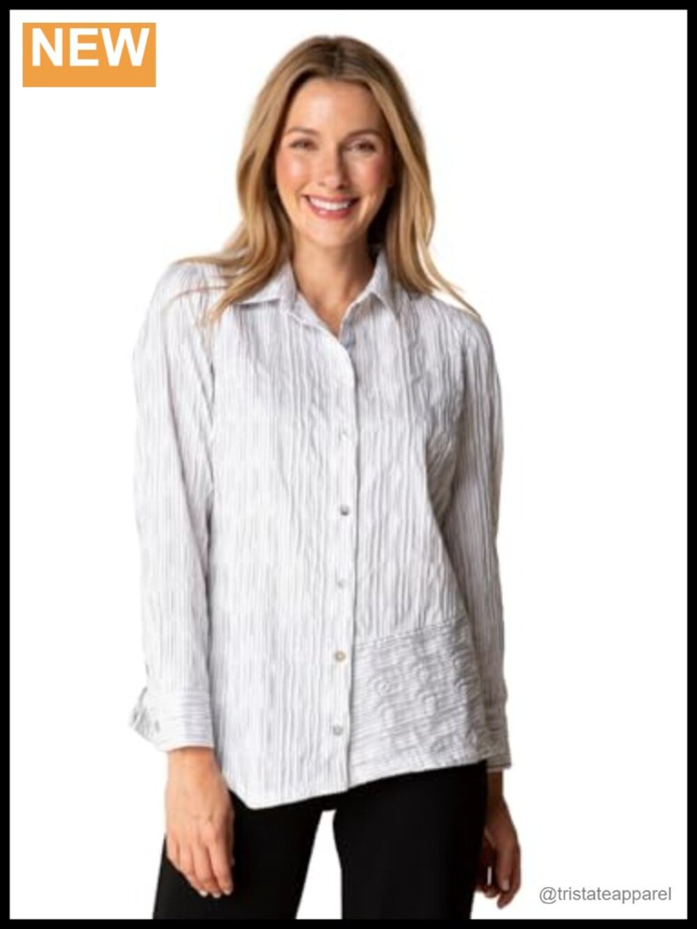 Women's Striped Cotton Spandex Long Sleeve Tunic Top Relaxed Fit